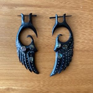 Handmade Buffalo Horn and Abalone Earrings
